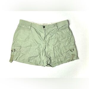 Lee Womens 14‎ Medium Cargo Green Shorts Pockets Mid Rise Cotton Blend Stretch